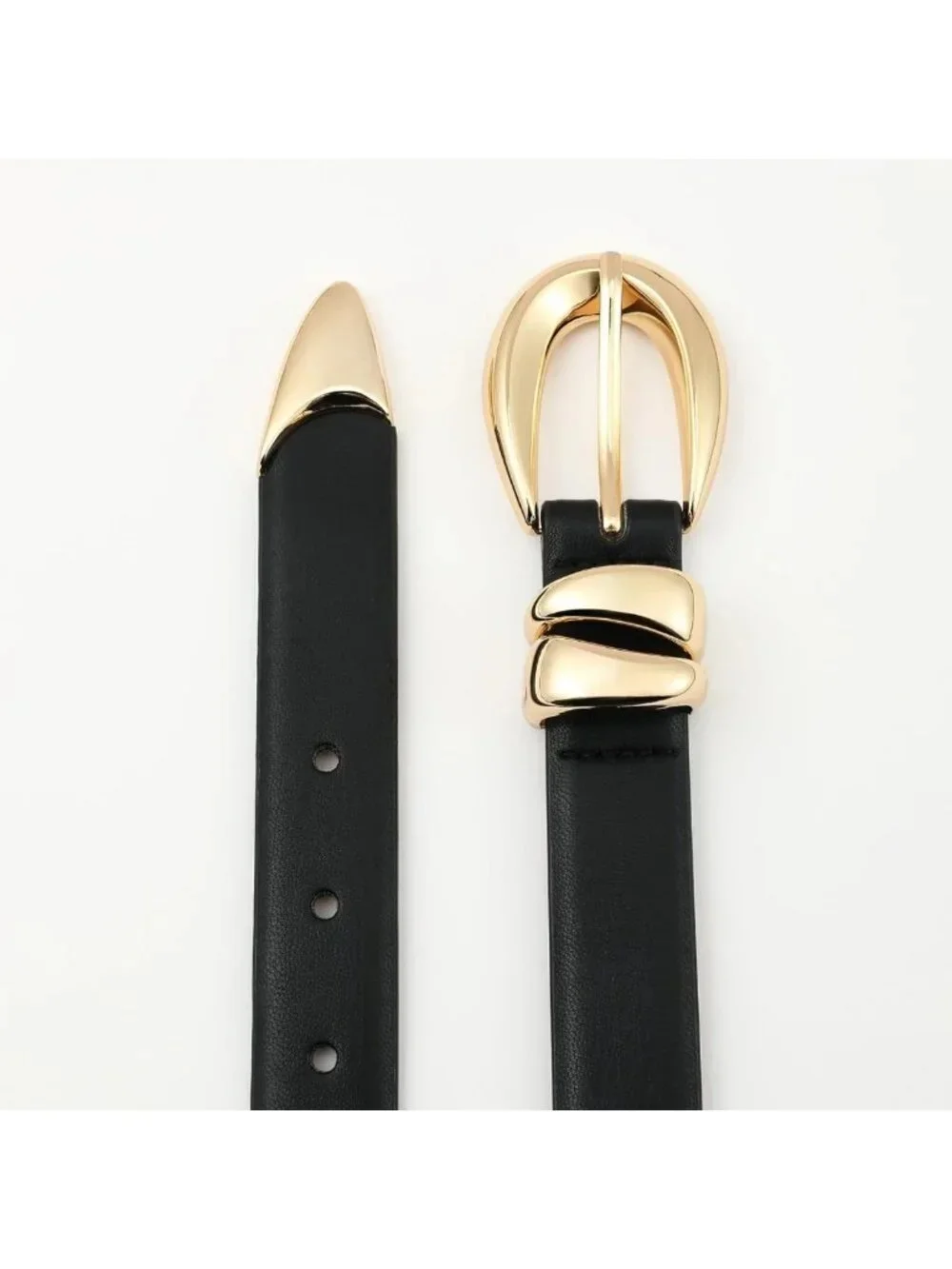 Stylish Women's Leather Belt with Gold Buckle - Perfect for Jeans & Dresses